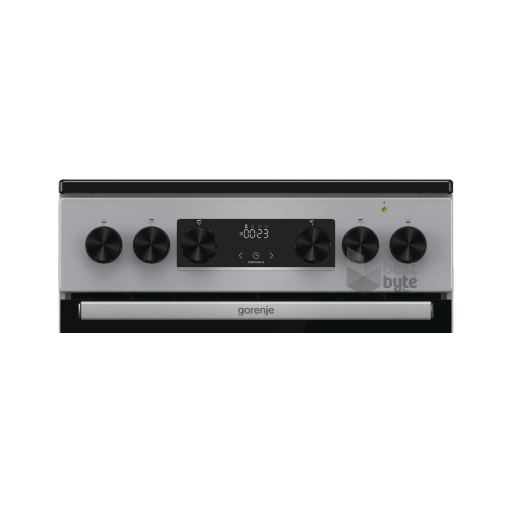 Gorenje GEC5C41SG inox, szabadonálló, kerámialapos, elektromos, főzőzóna: 4, sütő:77L, grill, tűzhely