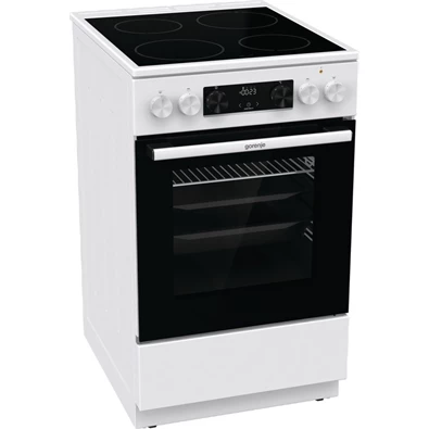 Gorenje GEC5C42WG fehér, szabadonálló, kerámialapos, elektromos, főzőzóna: 4, sütő:70L, grill, tűzhely (Újszerű)