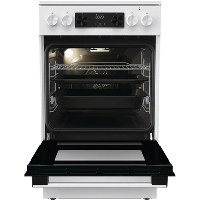 Gorenje GEC5C42WG fehér, szabadonálló, kerámialapos, elektromos, főzőzóna: 4, sütő:70L, grill, tűzhely (Újszerű)