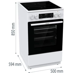 Gorenje GEC5C42WG fehér, szabadonálló, kerámialapos, elektromos, főzőzóna: 4, sütő:70L, grill, tűzhely (Újszerű)