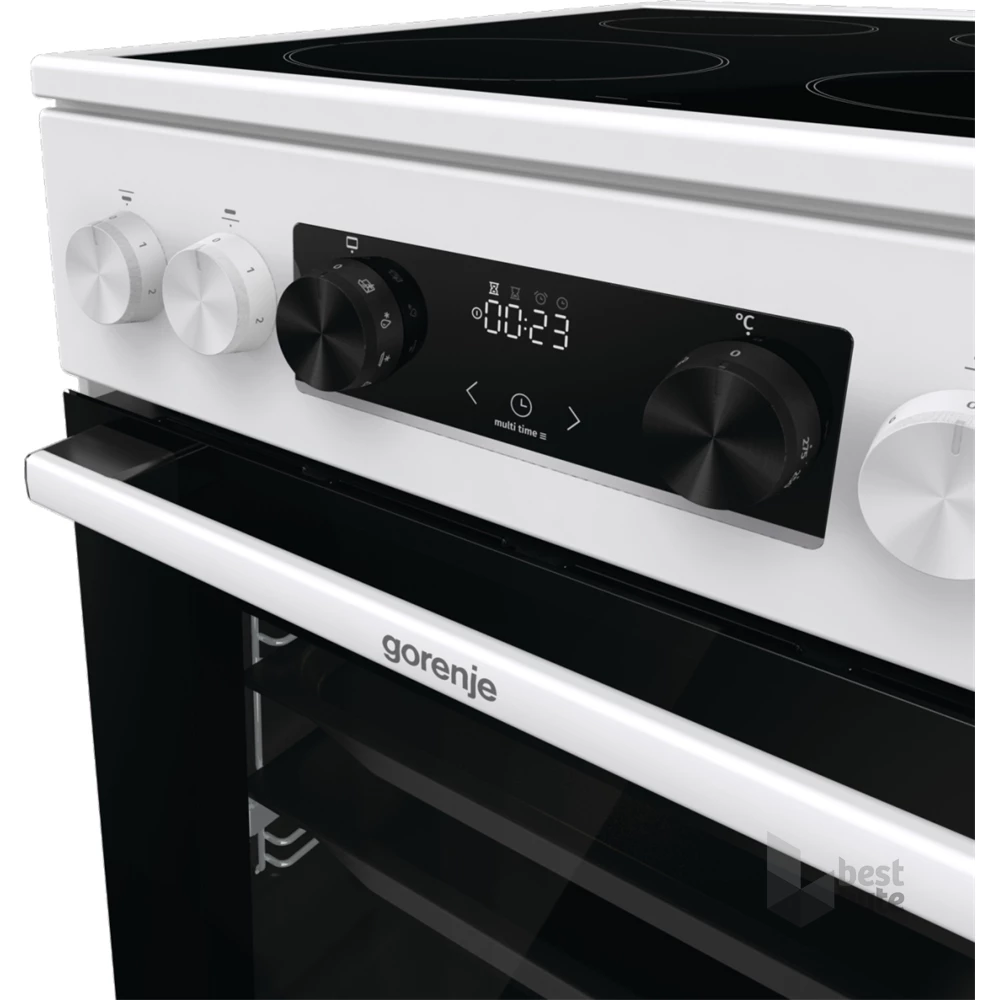 Gorenje GEC5C42WG fehér, szabadonálló, kerámialapos, elektromos, főzőzóna: 4, sütő:70L, grill, tűzhely (Újszerű)