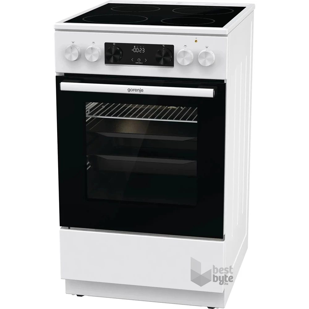 Gorenje GEC5C42WG fehér, szabadonálló, kerámialapos, elektromos, főzőzóna: 4, sütő:70L, grill, tűzhely (Újszerű)