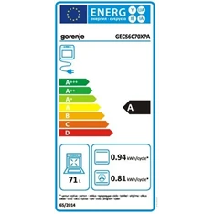 Gorenje GECS6C70XPA inox-fekete, szabdonálló, kerámialapos, főzőzóna:4, sütőtér:71L, tűzhely
