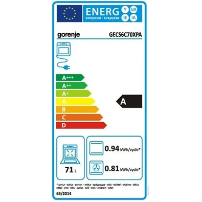 Gorenje GECS6C70XPA inox-fekete, szabdonálló, kerámialapos, főzőzóna:4, sütőtér:71L, tűzhely