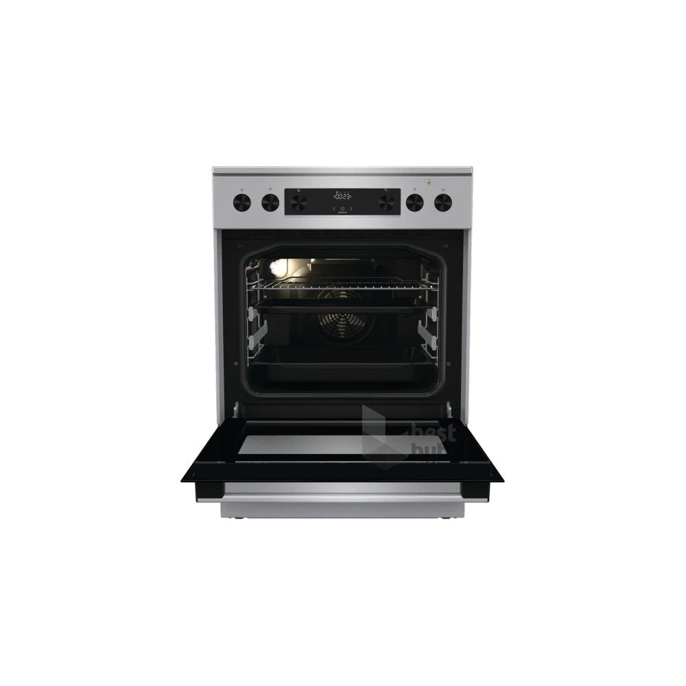 Gorenje GECS6C70XPA inox-fekete, szabdonálló, kerámialapos, főzőzóna:4, sütőtér:71L, tűzhely