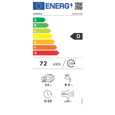 Gorenje GI561D10S beépíthető 11 terítékes mosogatógép