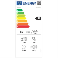 Gorenje GI643D90X inox, programok száma: 6, beépíthető, 16 terítékes mosogatógép 