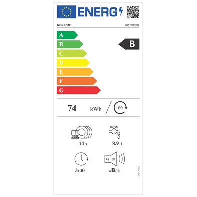Gorenje GI672B90X inox, programok száma: 7, beépíthető, 14 terítékes mosogatógép 
