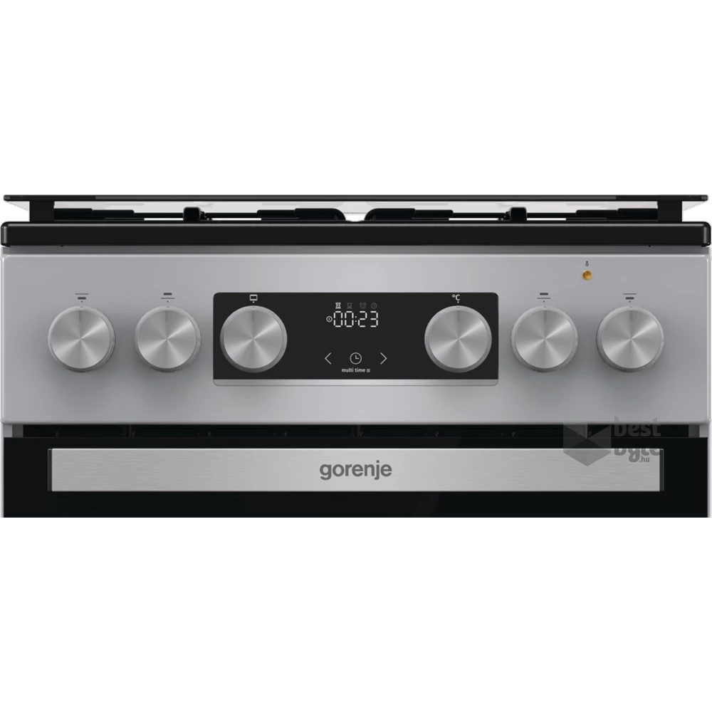 Gorenje GK5C41SH-B inox, szabadonálló, gáz, kombinált, főzőzóna: 4, sütő:70L, grill, tűzhely