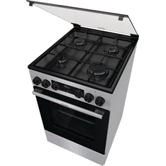 Gorenje GK5C41SJ inox, szabadonálló, gáz, kombinált, főzőzóna: 4, sütő:62L, grill, tűzhely