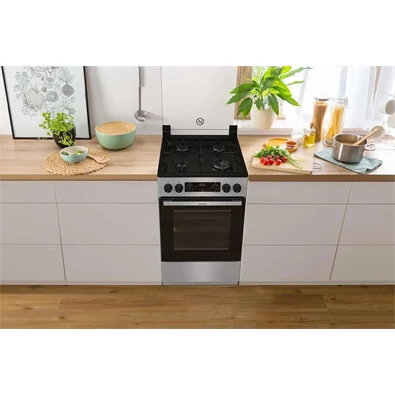 Gorenje GK5C41SJ inox, szabadonálló, gáz, kombinált, főzőzóna: 4, sütő:62L, grill, tűzhely