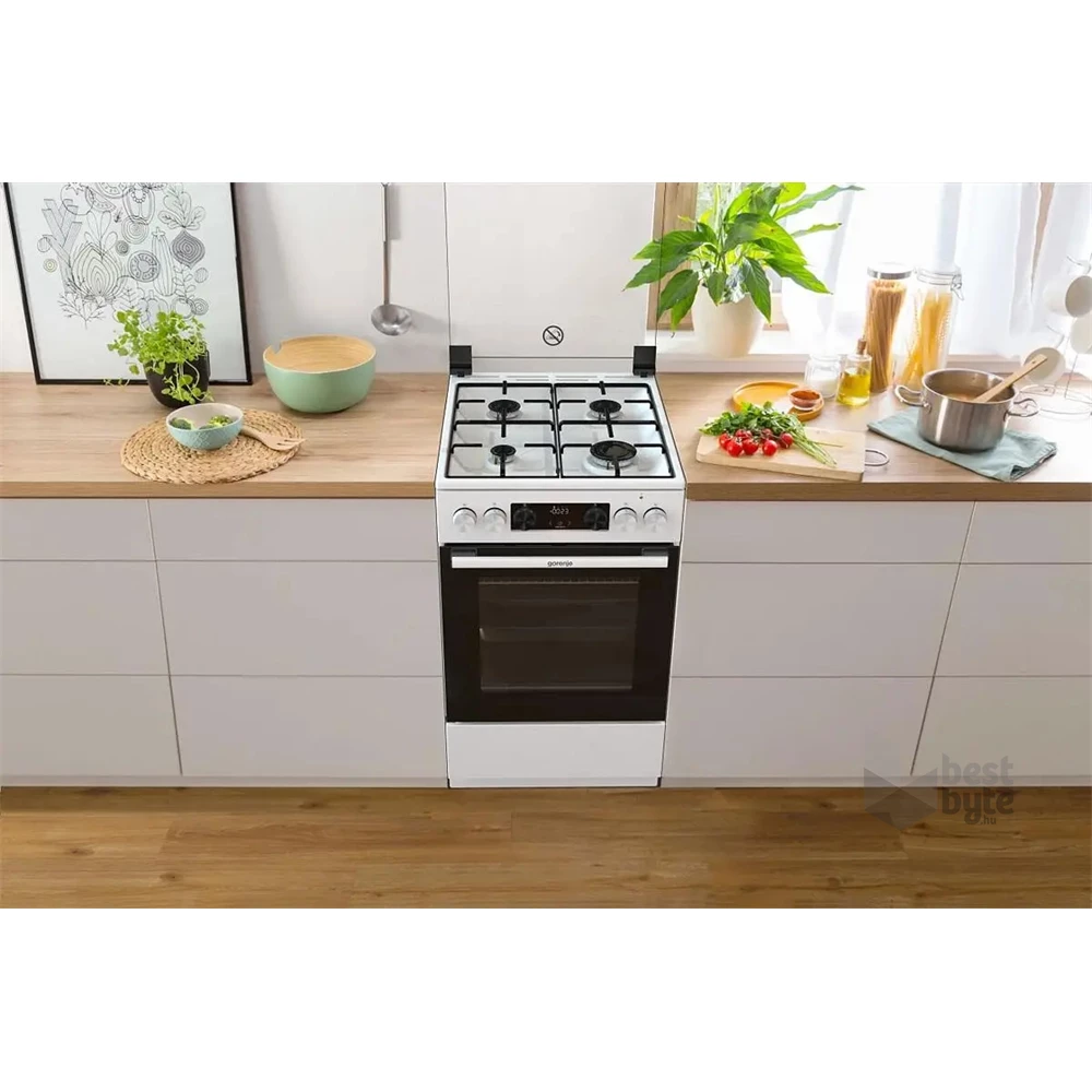 Gorenje GK5C41WJ fehér, szabadonálló, gáz, kombinált, főzőzóna: 4, sütő:62L, grill, tűzhely