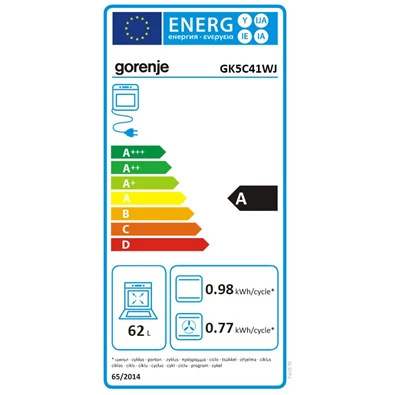 Gorenje GK5C41WJ fehér, szabadonálló, gáz, kombinált, főzőzóna: 4, sütő:62L, grill, tűzhely