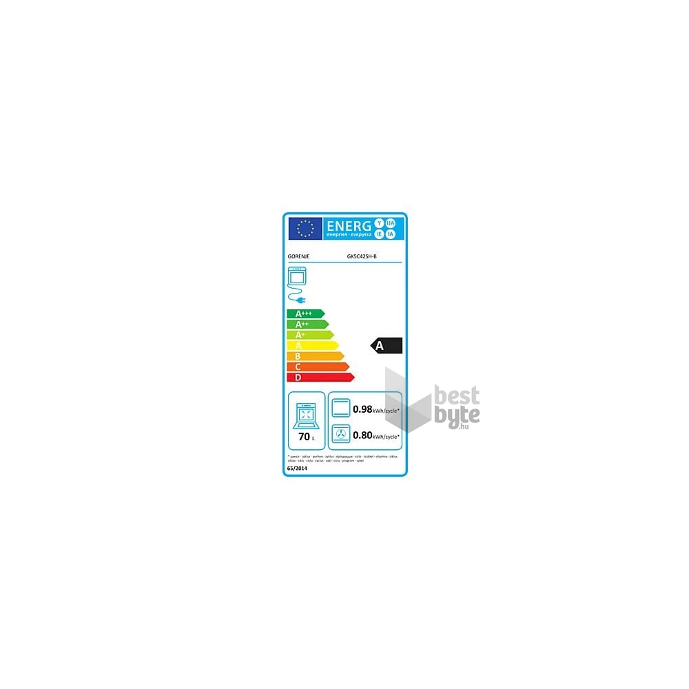 Gorenje GK5C42SH-B Inox, szabadonálló, gáz, kombinált, főzőzóna: 4, sütő:70L, grill, tűzhely