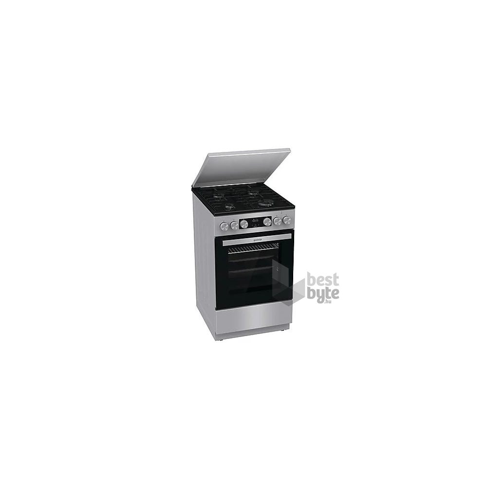 Gorenje GK5C42SH-B Inox, szabadonálló, gáz, kombinált, főzőzóna: 4, sütő:70L, grill, tűzhely