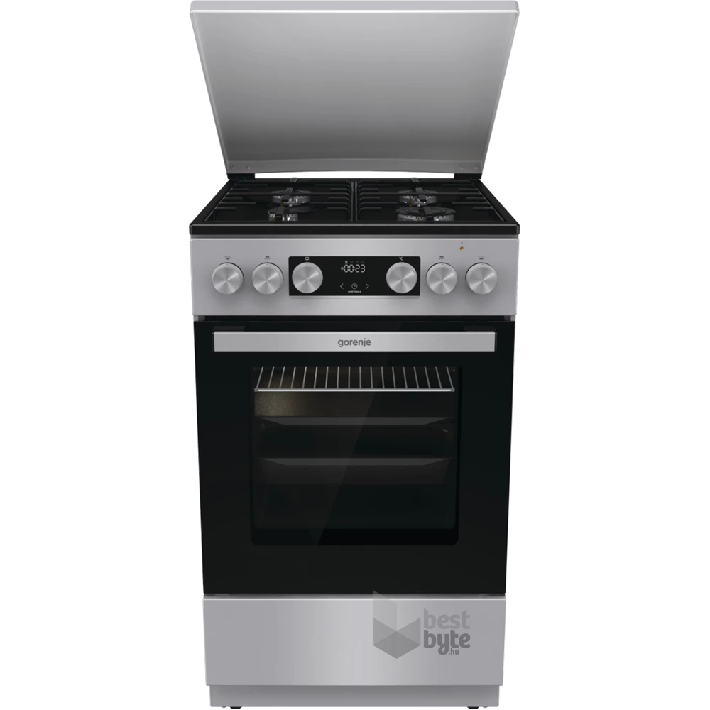 Gorenje GK5C42SH-B Inox, szabadonálló, gáz, kombinált, főzőzóna: 4, sütő:70L, grill, tűzhely