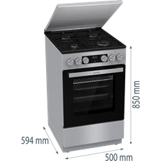 Gorenje GK5C42SH-B Inox, szabadonálló, gáz, kombinált, főzőzóna: 4, sütő:70L, grill, tűzhely