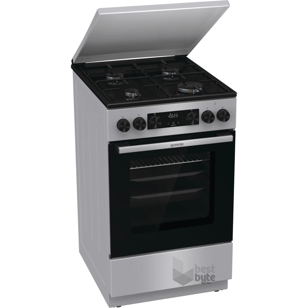Gorenje GK5C42SJ szürke, szabadonálló, gáz, kombinált, főzőzóna: 4, sütő:62L, grill, tűzhely