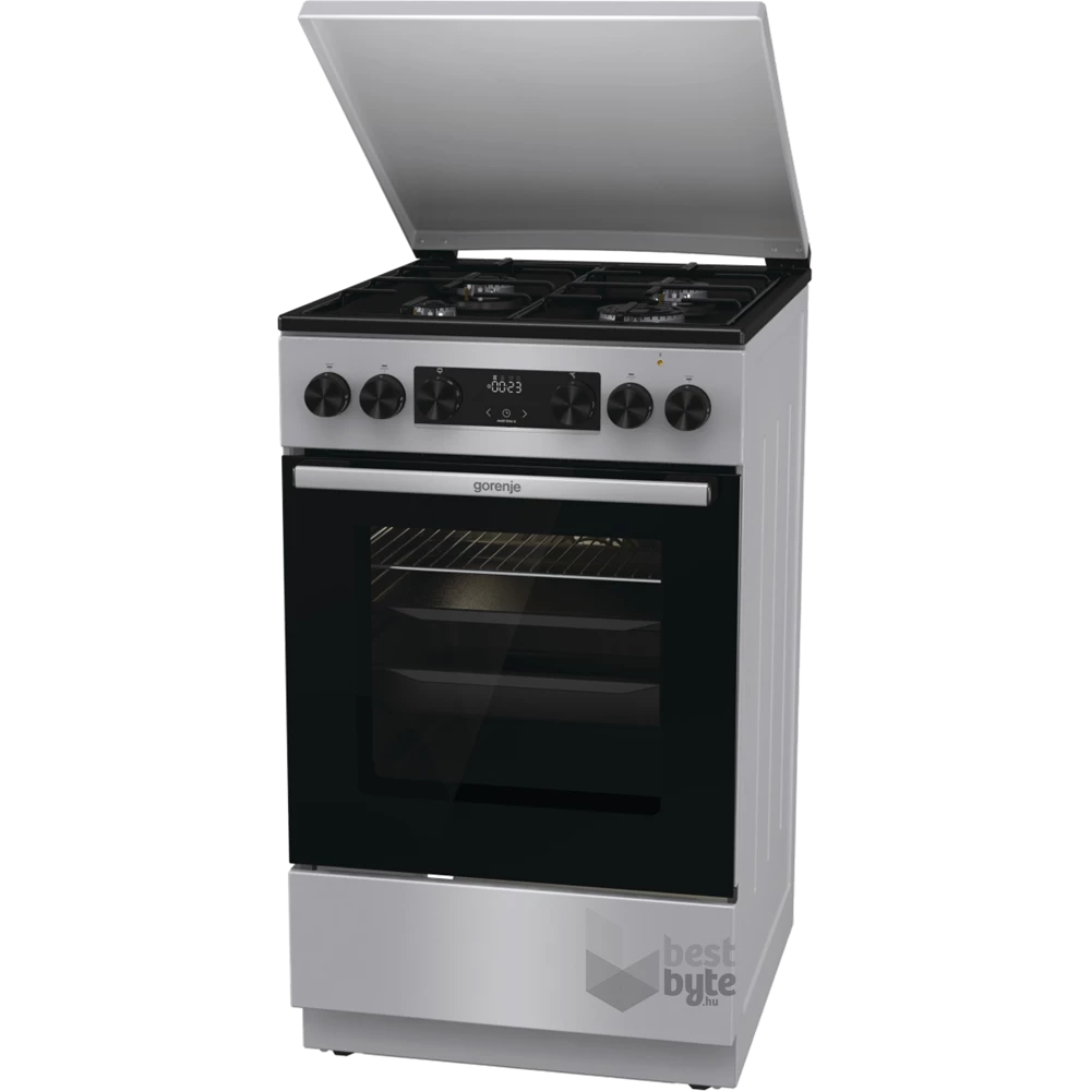 Gorenje GK5C42SJ szürke, szabadonálló, gáz, kombinált, főzőzóna: 4, sütő:62L, grill, tűzhely