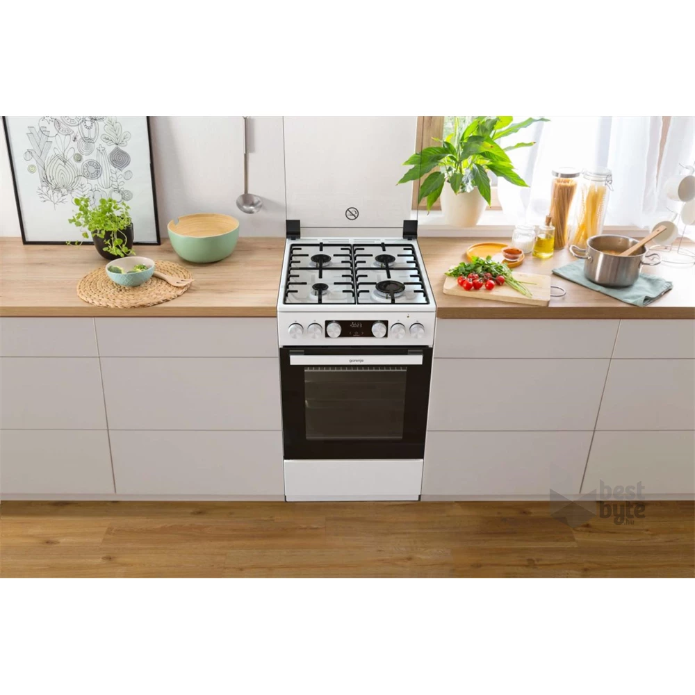 Gorenje GK5C42WH-B fehér, szabadonálló, gáz, kombinált, főzőzóna: 4, sütő:70L, grill, tűzhely (Újszerű)