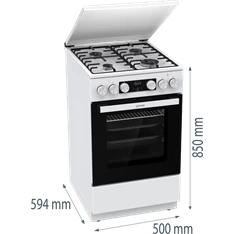 Gorenje GK5C42WH-B fehér, szabadonálló, gáz, kombinált, főzőzóna: 4, sütő:70L, grill, tűzhely