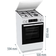 Gorenje GK5C42WJ fehér, szabadonálló, gáz, kombinált, főzőzóna: 4, sütő:62L, grill, tűzhely (Újszerű)
