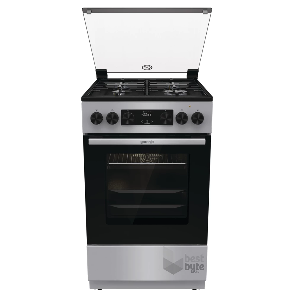 Gorenje GK5C62SH inox, szabadonálló, gáz, kombinált, főzőzóna: 4, sütő:70L, grill, tűzhely