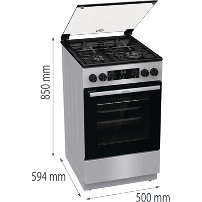 Gorenje GK5C62SH inox kombinált tűzhely