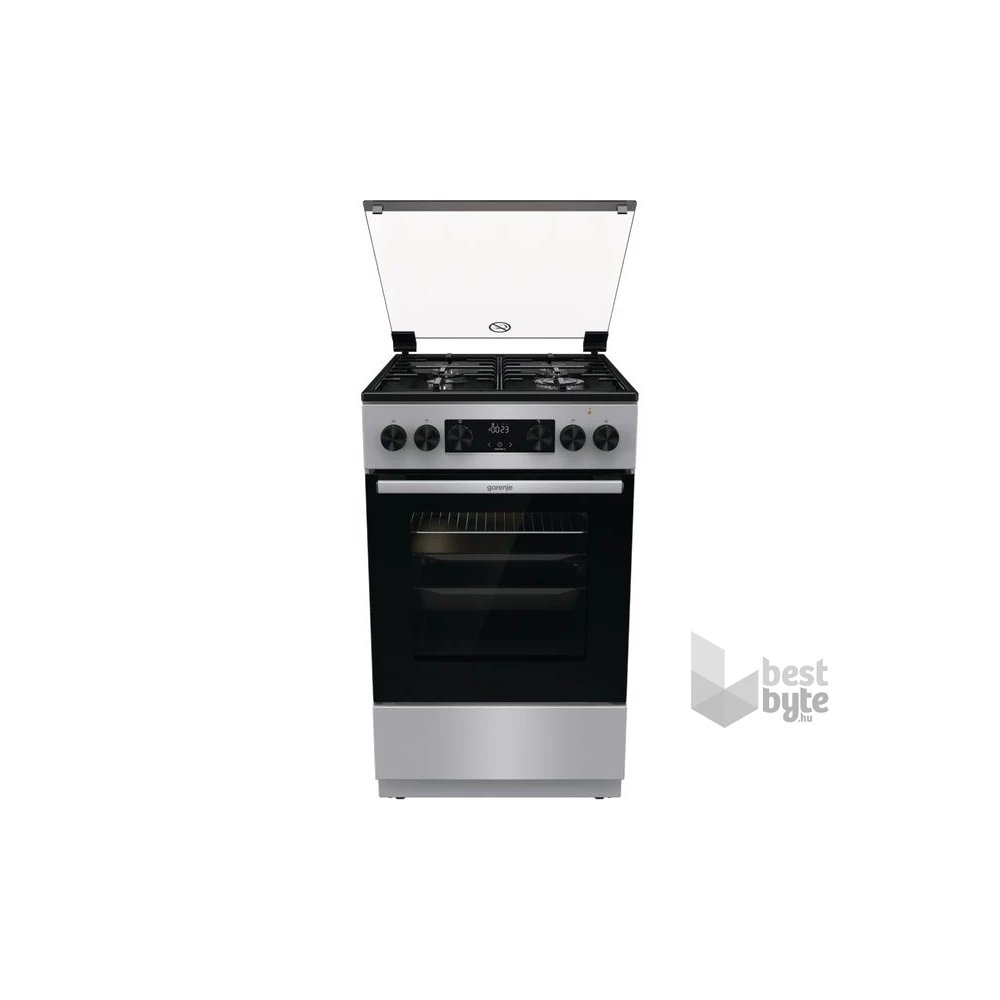 Gorenje GK5C62SH inox, szabadonálló, gáz, kombinált, főzőzóna: 4, sütő:70L, grill, tűzhely
