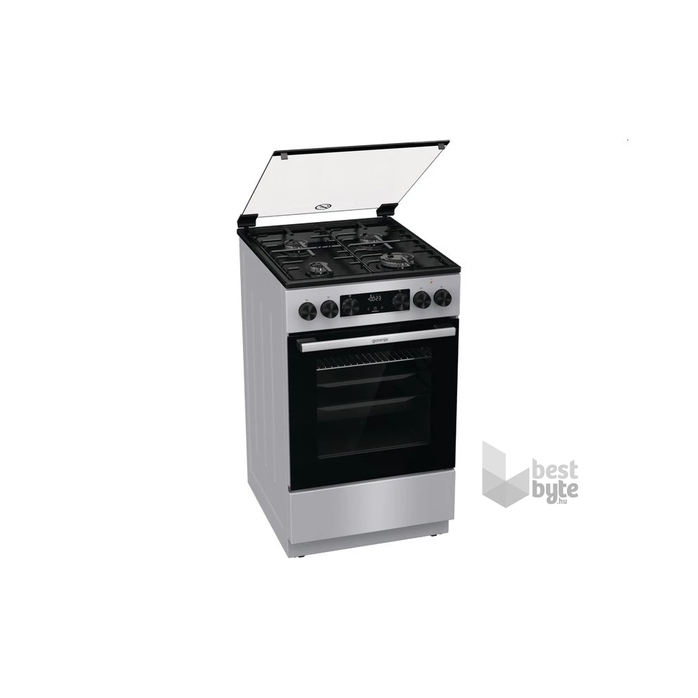 Gorenje GK5C62SH inox, szabadonálló, gáz, kombinált, főzőzóna: 4, sütő:70L, grill, tűzhely
