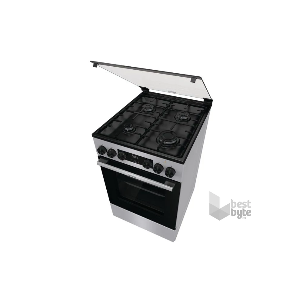 Gorenje GK5C62SH inox, szabadonálló, gáz, kombinált, főzőzóna: 4, sütő:70L, grill, tűzhely