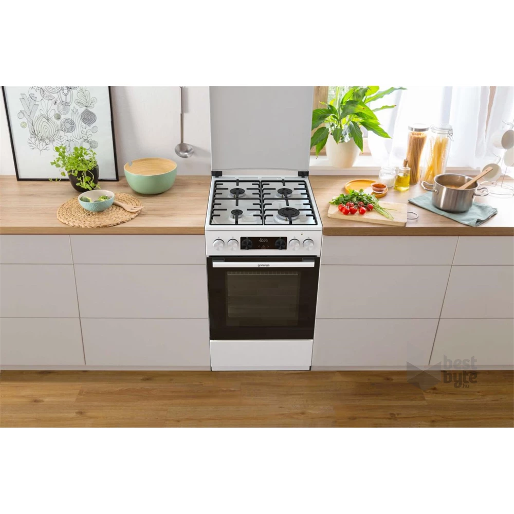 Gorenje GK5C64WH fehér, szabadonálló, gáz, kombinált, főzőzóna: 4, sütő:70L, grill, tűzhely