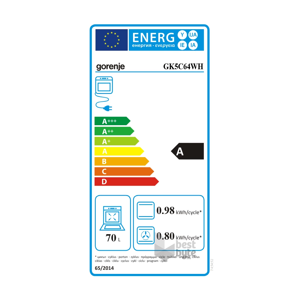 Gorenje GK5C64WH fehér, szabadonálló, gáz, kombinált, főzőzóna: 4, sütő:70L, grill, tűzhely