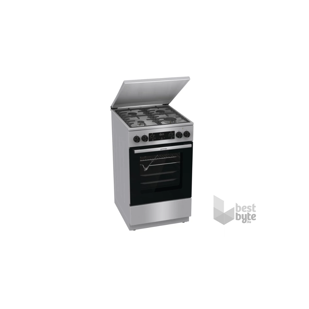 Gorenje GKS5C71XF Inox, szabadonálló, gáz, kombinált, főzőzóna: 4, sütő:70L, grill, tűzhely