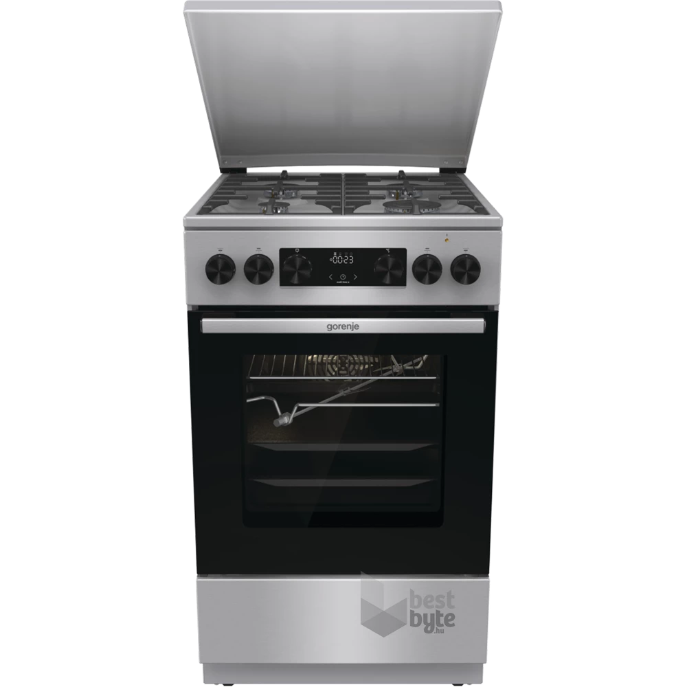 Gorenje GKS5C71XF Inox, szabadonálló, gáz, kombinált, főzőzóna: 4, sütő:70L, grill, tűzhely