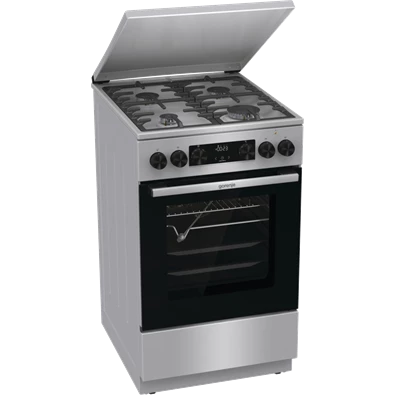 Gorenje GKS5C71XF Inox, szabadonálló, gáz, kombinált, főzőzóna: 4, sütő:70L, grill, tűzhely