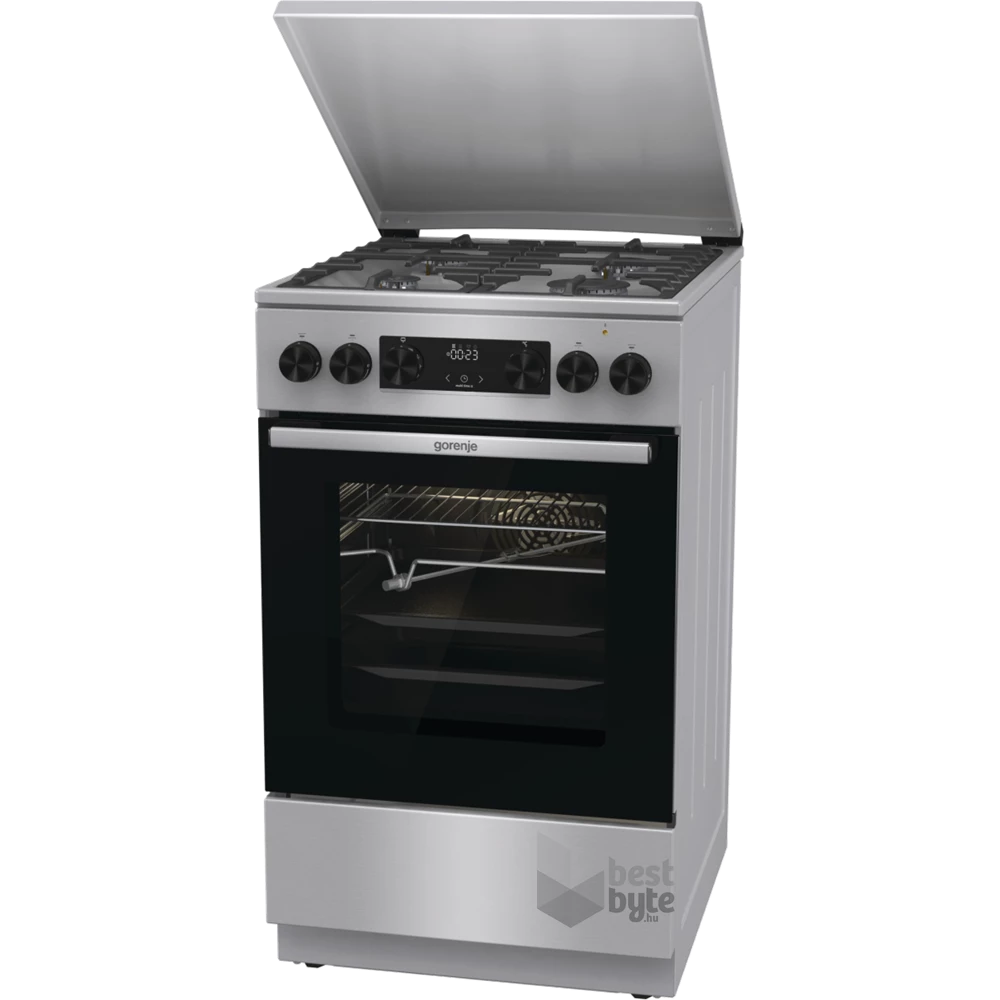 Gorenje GKS5C71XF Inox, szabadonálló, gáz, kombinált, főzőzóna: 4, sütő:70L, grill, tűzhely