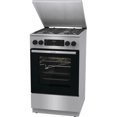 Gorenje GKS5C71XF Inox, szabadonálló, gáz, kombinált, főzőzóna: 4, sütő:70L, grill, tűzhely