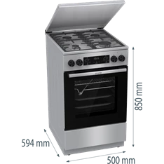 Gorenje GKS5C71XF Inox, szabadonálló, gáz, kombinált, főzőzóna: 4, sütő:70L, grill, tűzhely