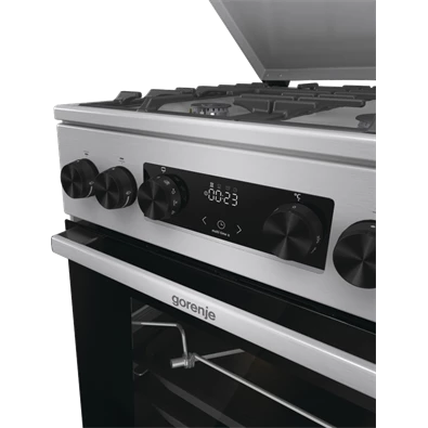 Gorenje GKS5C71XF Inox, szabadonálló, gáz, kombinált, főzőzóna: 4, sütő:70L, grill, tűzhely