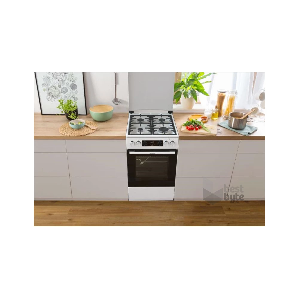 Gorenje GKS5C72WF fehér, szabadonálló, gáz, kombinált, főzőzóna: 4, sütő:70L, grill, tűzhely