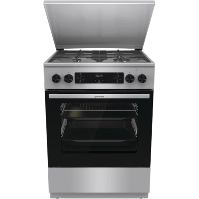 Gorenje GKS6C71XF Inox, szabadonálló, gáz, kombinált, főzőzóna: 4, sütő:71L, grill, tűzhely