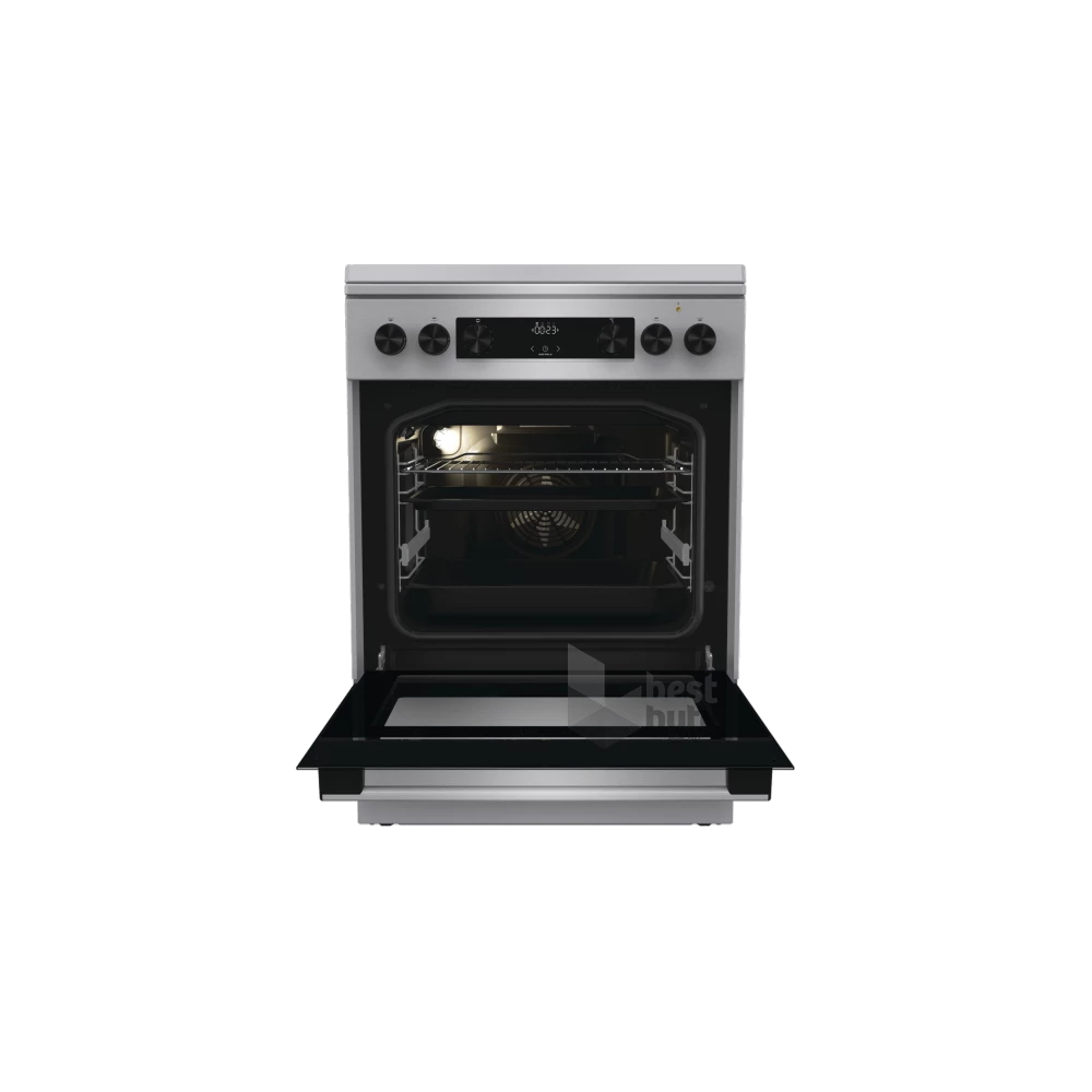 Gorenje GKS6C71XF Inox, szabadonálló, gáz, kombinált, főzőzóna: 4, sütő:71L, grill, tűzhely