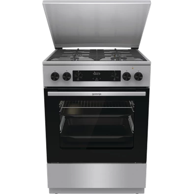 Gorenje GKS6C71XF Inox, szabadonálló, gáz, kombinált, főzőzóna: 4, sütő:71L, grill, tűzhely