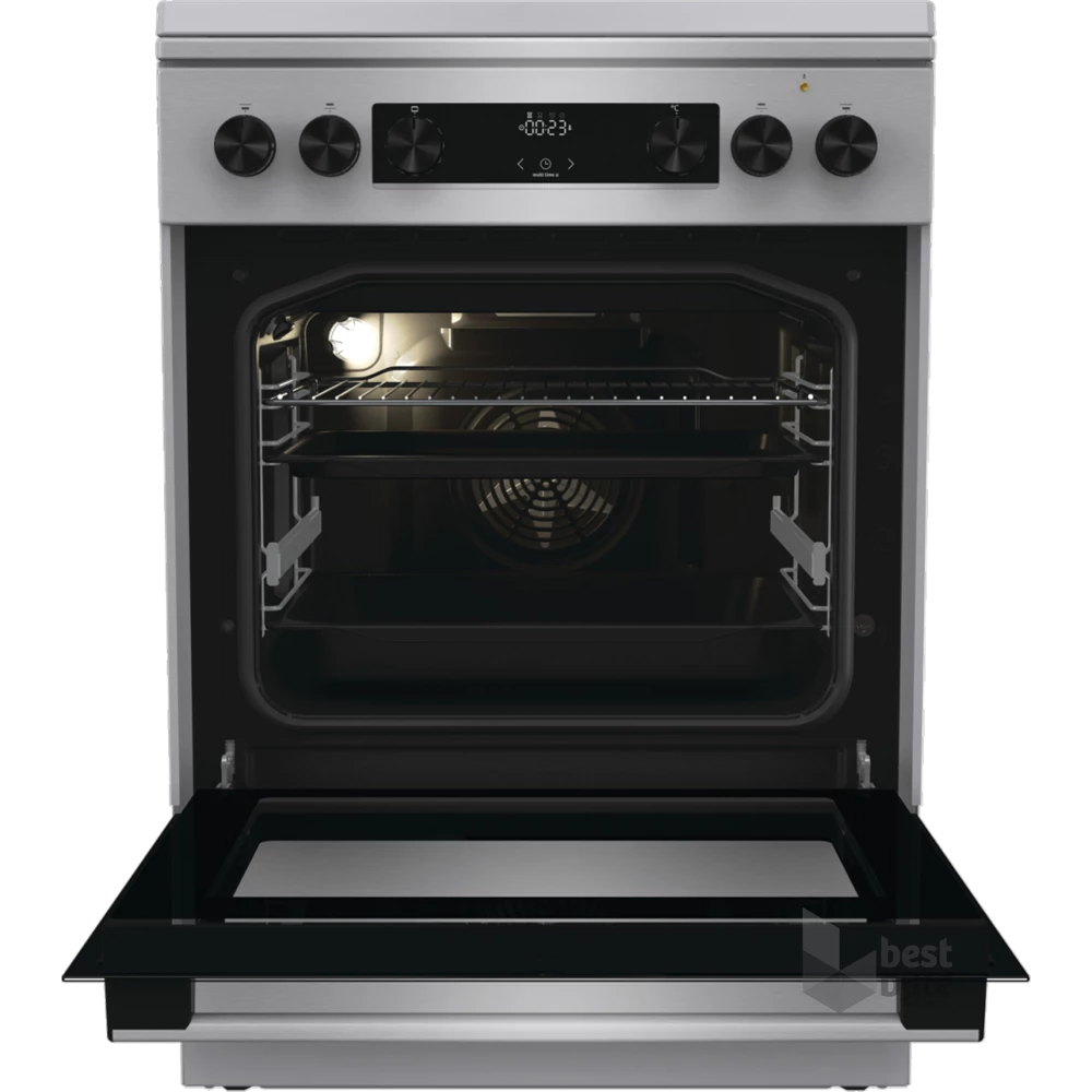 Gorenje GKS6C71XF Inox, szabadonálló, gáz, kombinált, főzőzóna: 4, sütő:71L, grill, tűzhely