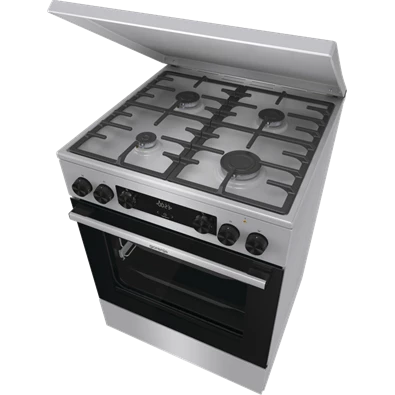 Gorenje GKS6C71XF Inox, szabadonálló, gáz, kombinált, főzőzóna: 4, sütő:71L, grill, tűzhely