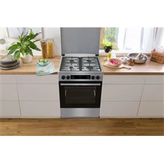 Gorenje GKS6C71XF Inox, szabadonálló, gáz, kombinált, főzőzóna: 4, sütő:71L, grill, tűzhely