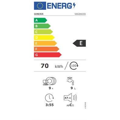 Gorenje GS520E15S keskeny 9 terítékes mosogatógép