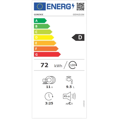 Gorenje GS541D10W programok száma: 5, keskeny szabadonálló, 11 terítékes mosogatógép (Újszerű)