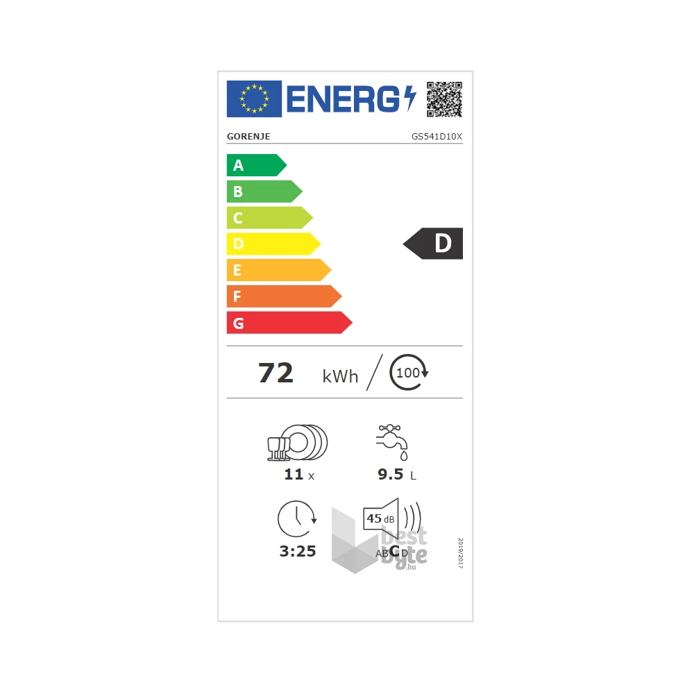 Gorenje GS541D10X inox, programok száma: 5, keskeny szabadonálló, 11 terítékes mosogatógép 